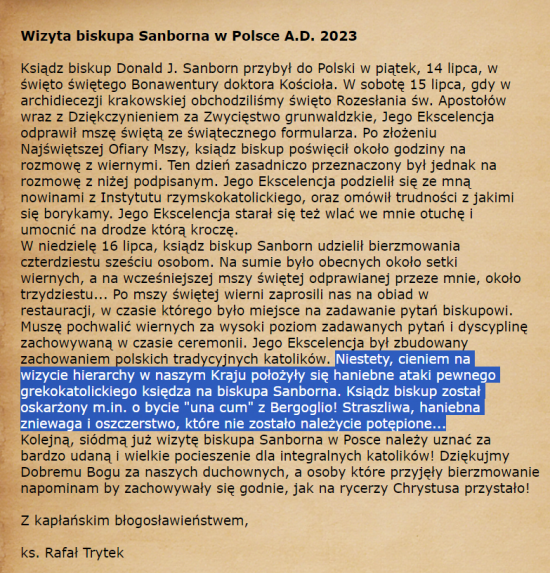 Trytek report on Sanborn Visit to Poland